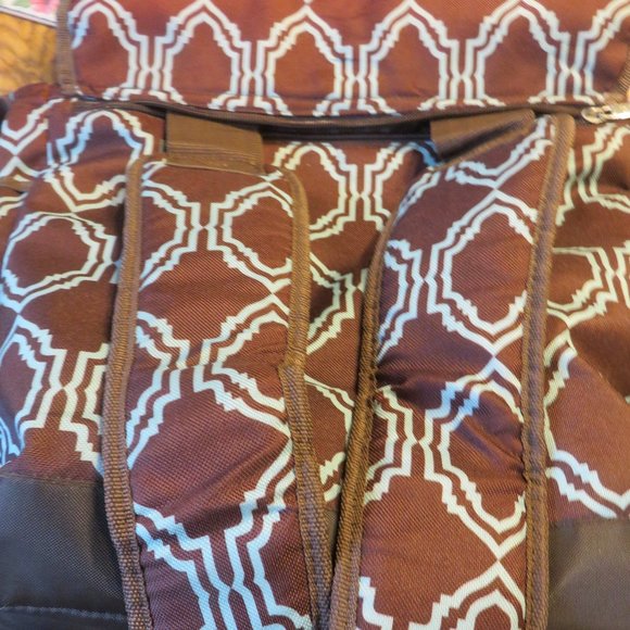 timi & leslie rust/blue graphic print backpack/shoulder baby bag, nwot - Picture 9 of 11